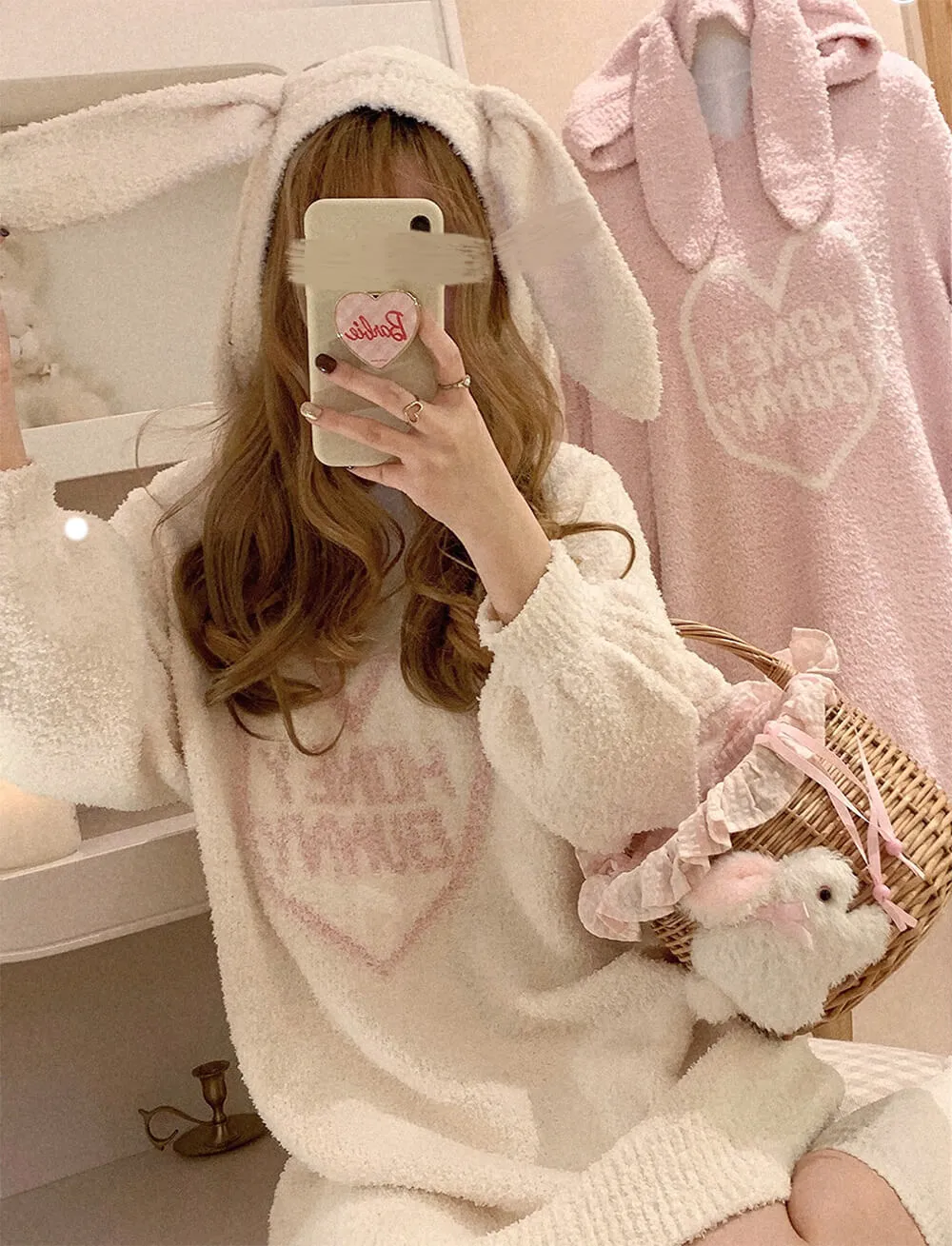 Honey Bunny Heart Graphic Rabbit Ears Homewear Dress