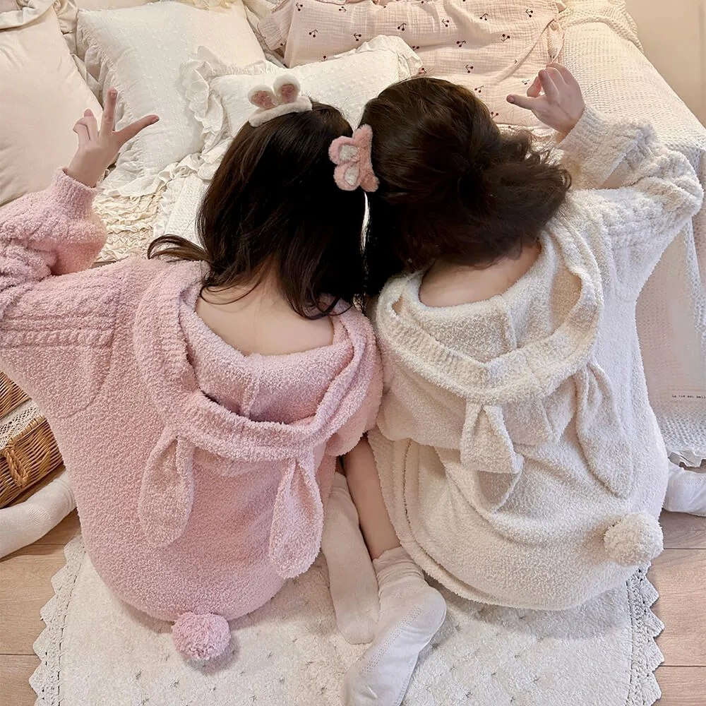 Honey Bunny Heart Graphic Rabbit Ears Homewear Dress