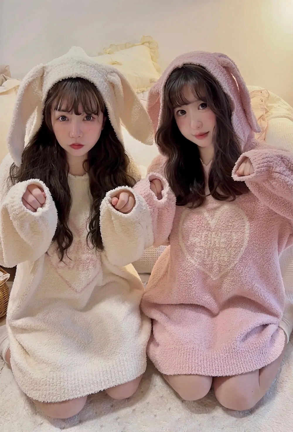Honey Bunny Heart Graphic Rabbit Ears Homewear Dress