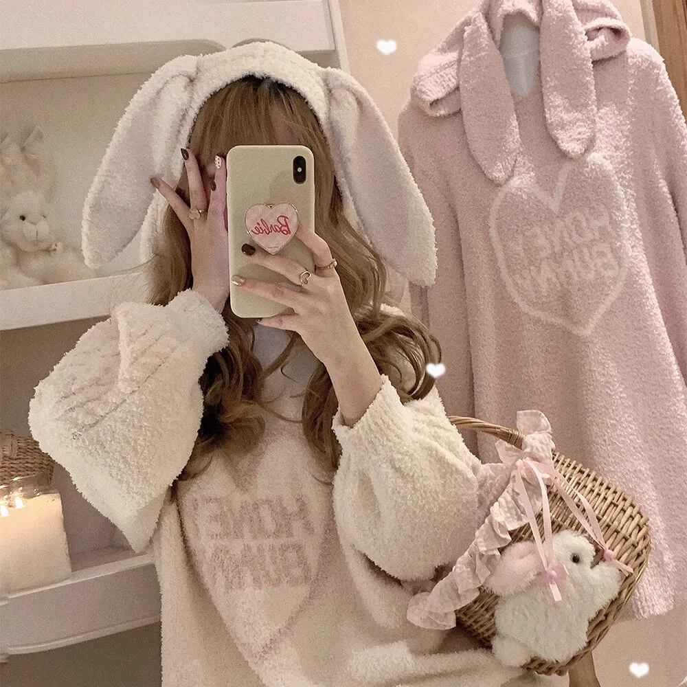 Honey Bunny Heart Graphic Rabbit Ears Homewear Dress