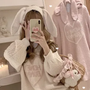 Honey Bunny Heart Graphic Rabbit Ears Homewear Dress