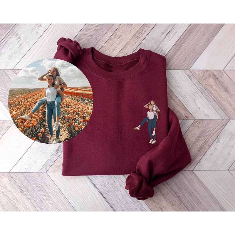 Hoodies and Sweatshirts with Custom Portraits, Line Art, and Couple Designs