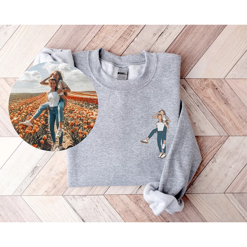 Hoodies and Sweatshirts with Custom Portraits, Line Art, and Couple Designs