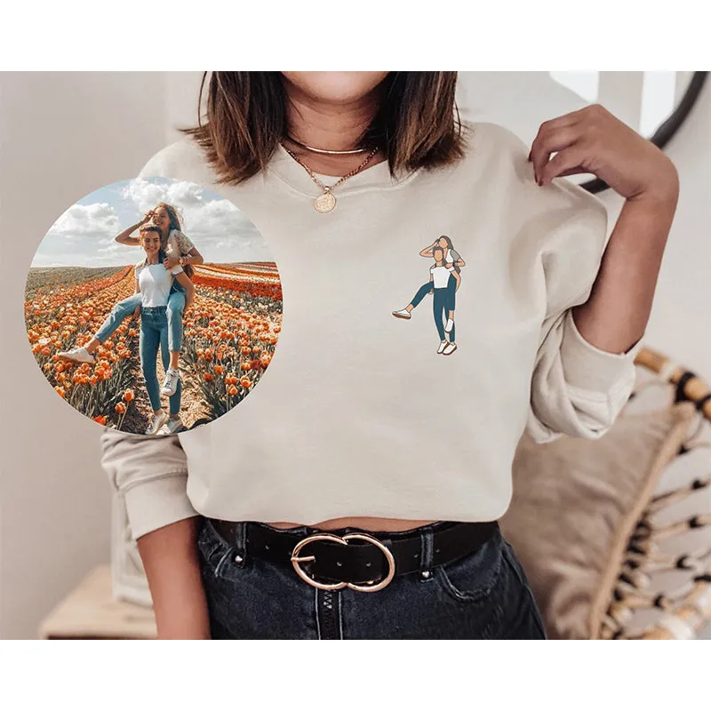 Hoodies and Sweatshirts with Custom Portraits, Line Art, and Couple Designs