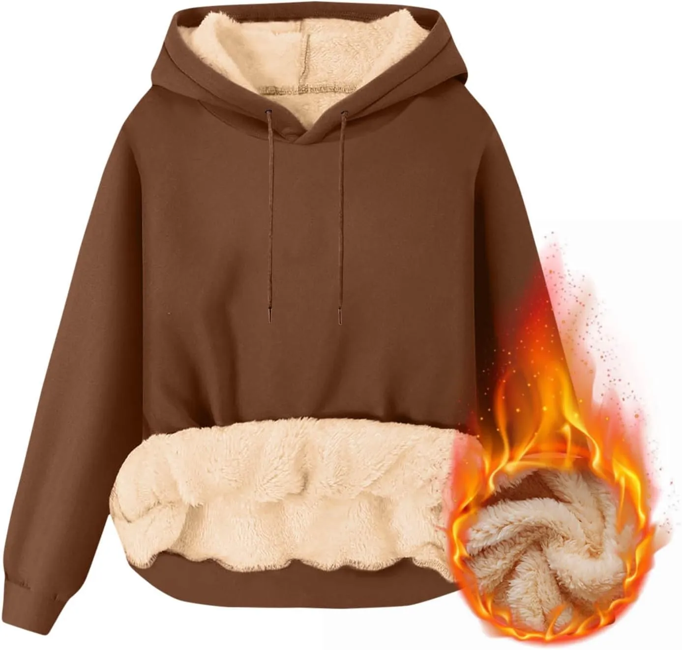 Hoodies for Men Winter Sherpa Fleece Lined Sweatshirt Heavyweight Warm Long Sleeve Pullover Trendy Solid Color Hoodie