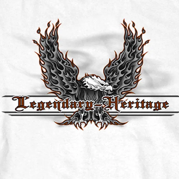 Hot Leathers GMS2009 Men’s ‘Flaming Up Wings Eagle’ Long Sleeve White T-Shirt
