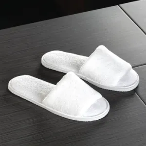 Hotel Slipper Open Toe White Coral Fleece CTN/100