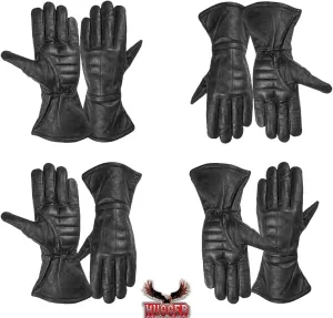 Hugger Men's Super Soft Deer Soft Leather Classic Unlined Gauntlet Motorcycle Riding Driving Glove