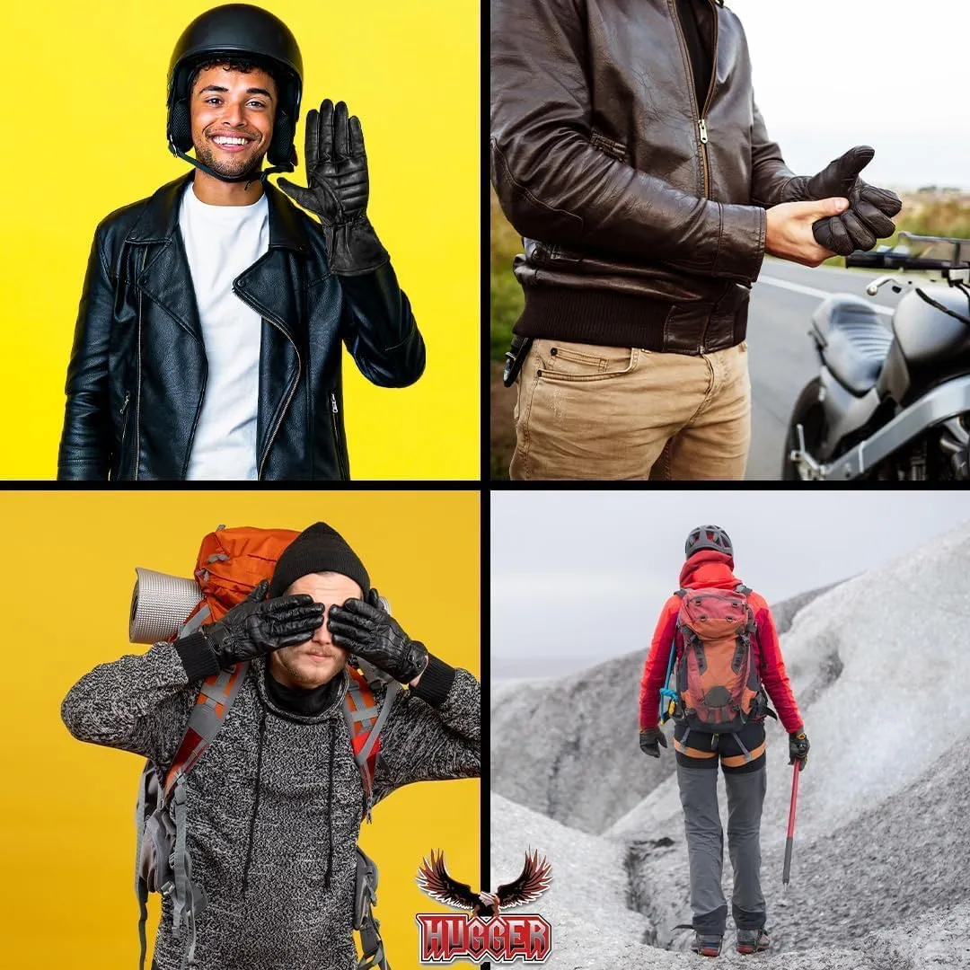 Hugger Men's Super Soft Deer Soft Leather Classic Unlined Gauntlet Motorcycle Riding Driving Glove