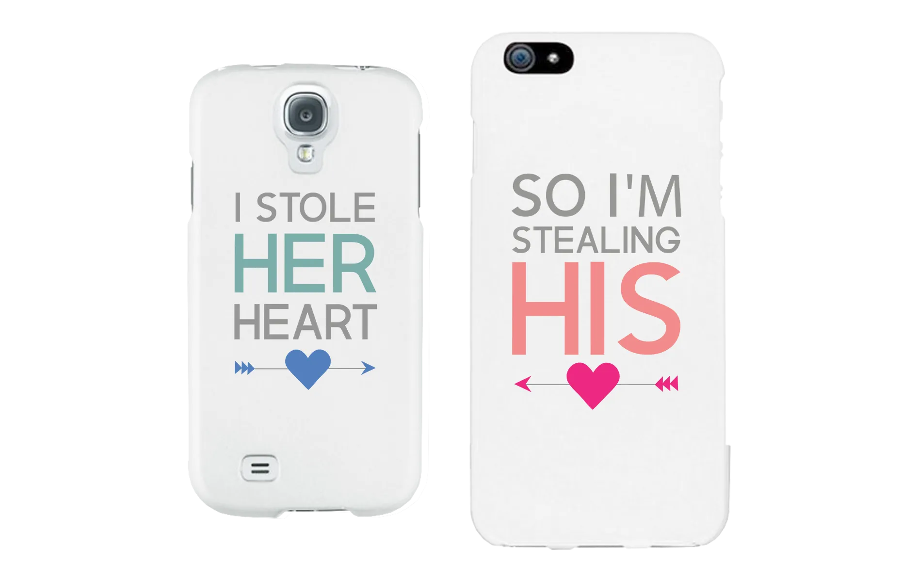 I Stole Her Heart So I'm Stealing His Matching Couple White Phonecases (Set)