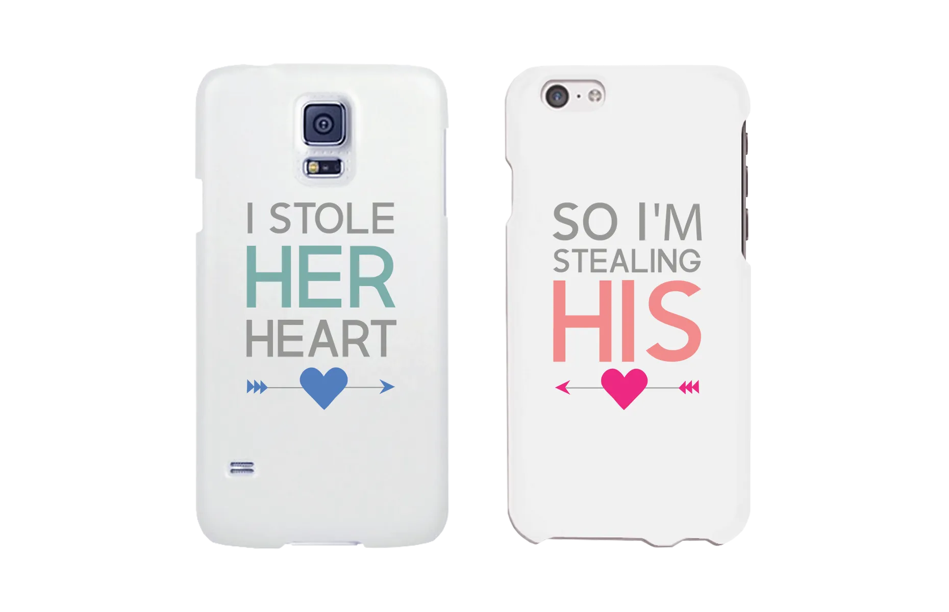 I Stole Her Heart So I'm Stealing His Matching Couple White Phonecases (Set)