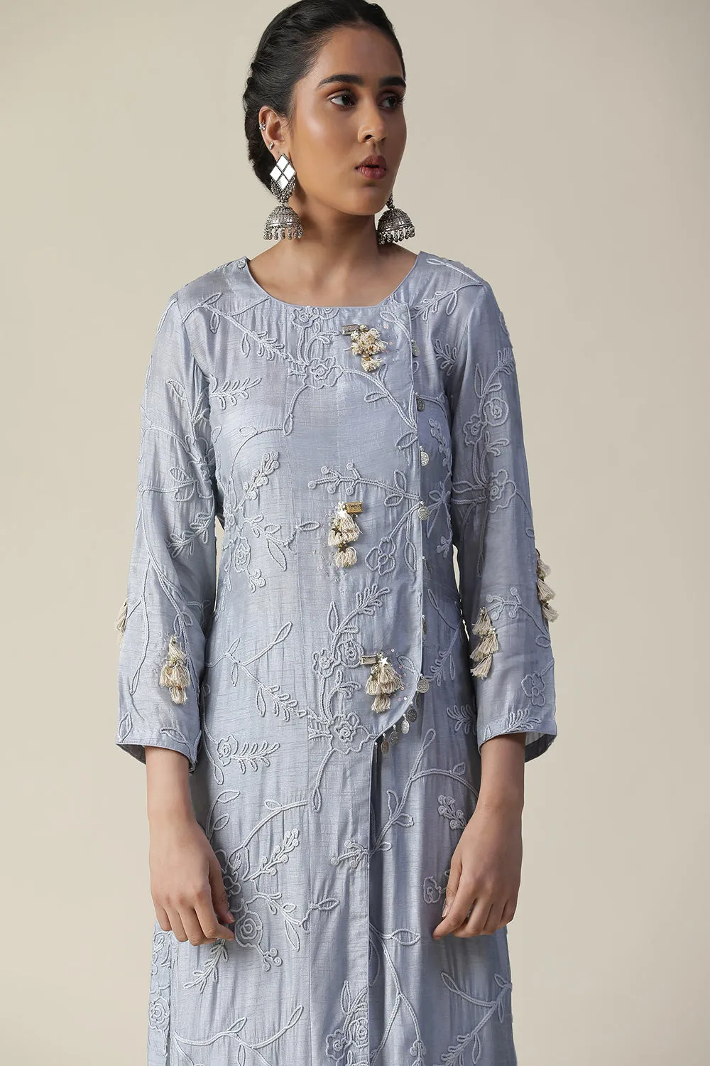 Ice Blue Embroidered Suit Set
