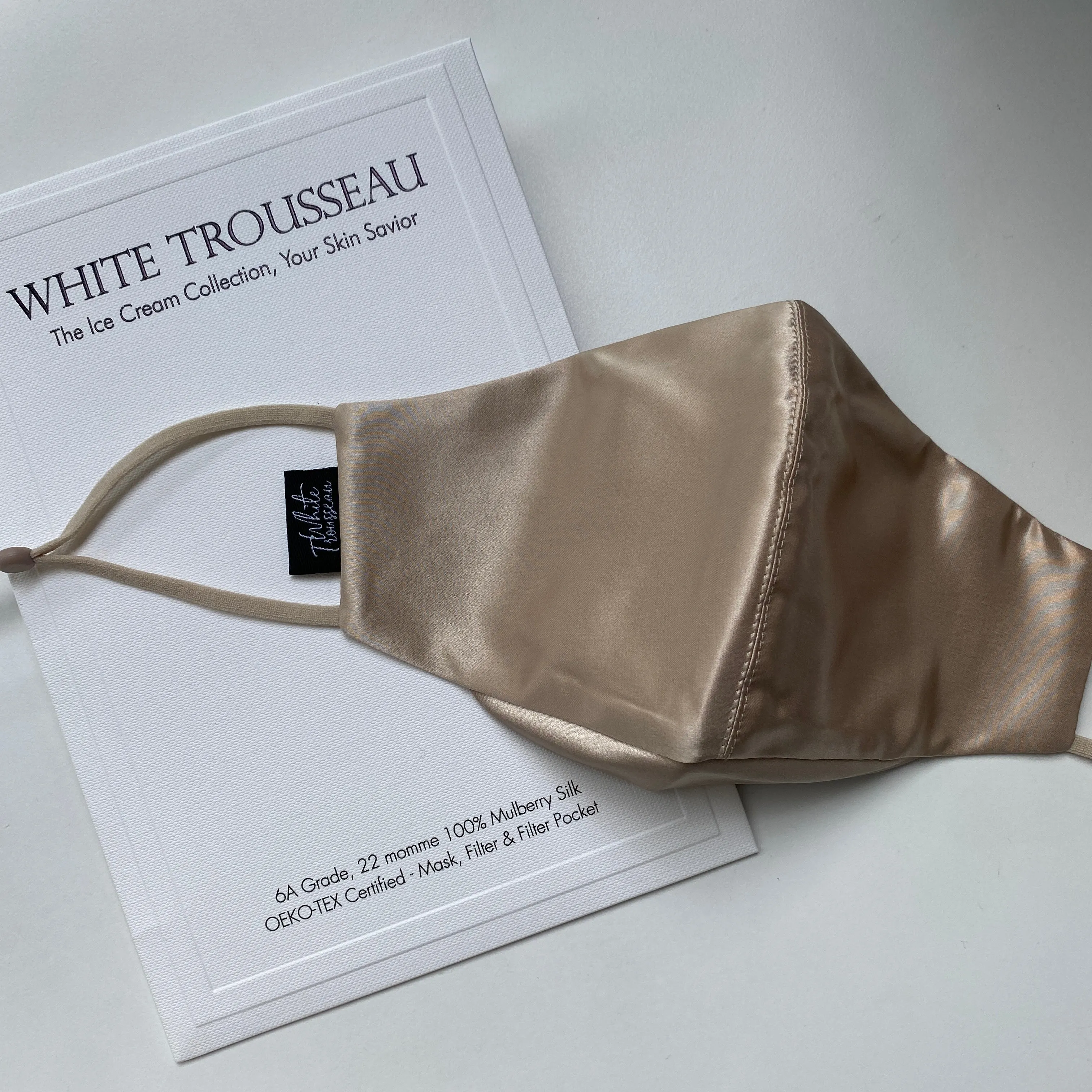 Ice-Cream 100% Organic Mulberry Silk Face Mask with Filter  | Champagne