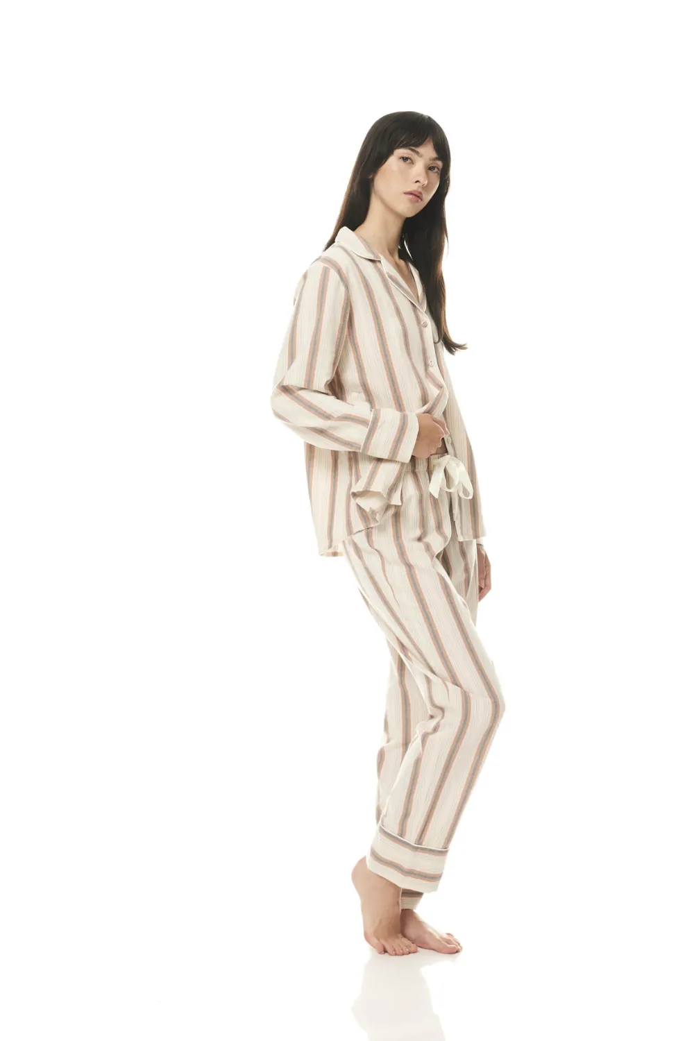 Iliana Tan Stripe Pj Set