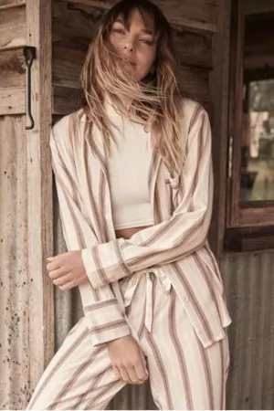 Iliana Tan Stripe Pj Set