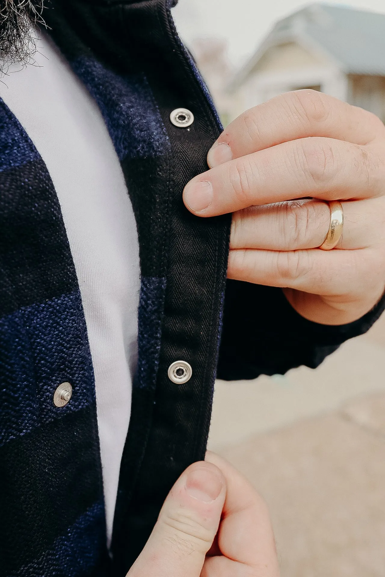 INDIGO BLOCK CHECK FLANNEL WESTERN SHIRT FN-SNW-101LSP