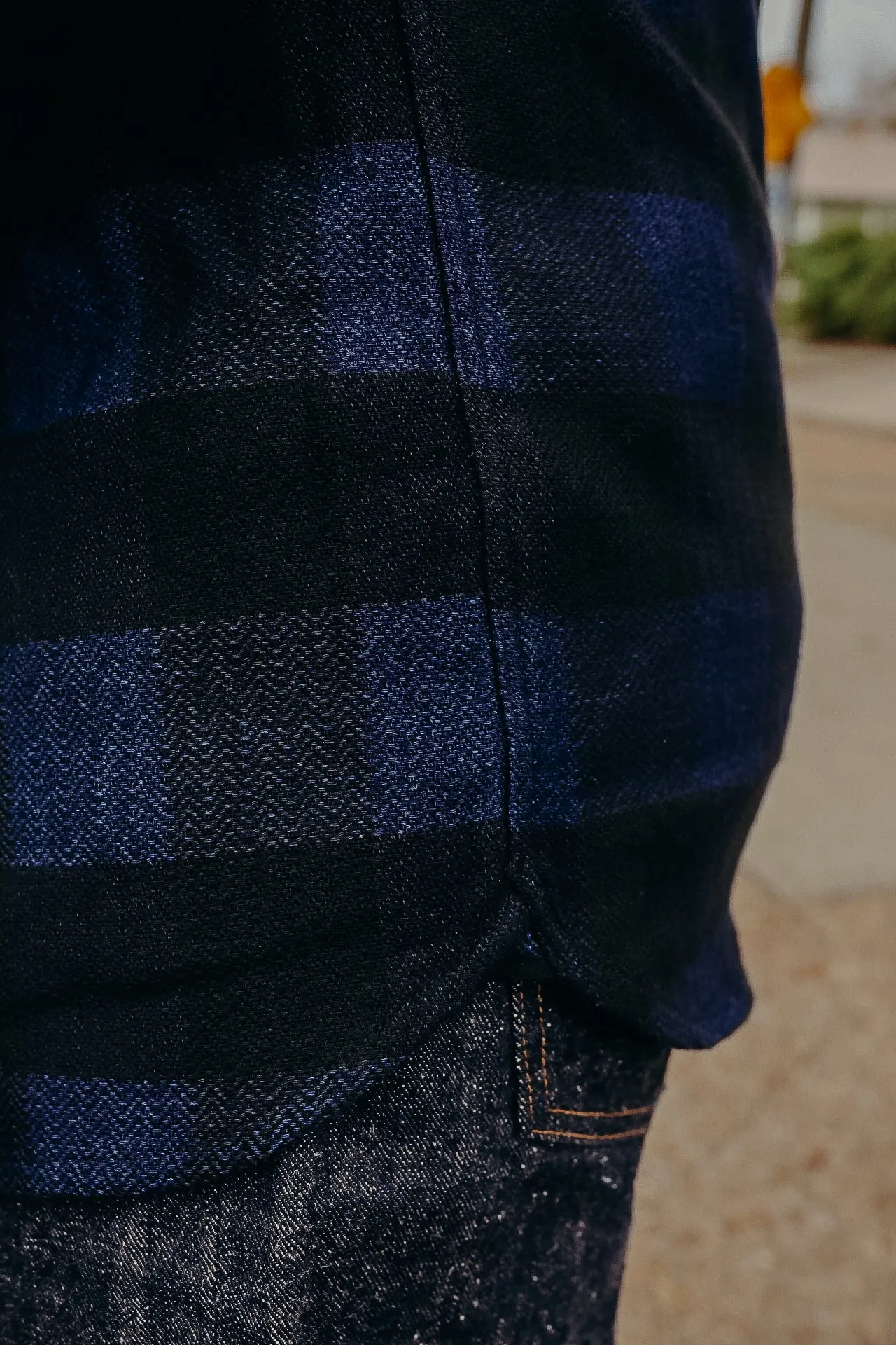 INDIGO BLOCK CHECK FLANNEL WESTERN SHIRT FN-SNW-101LSP