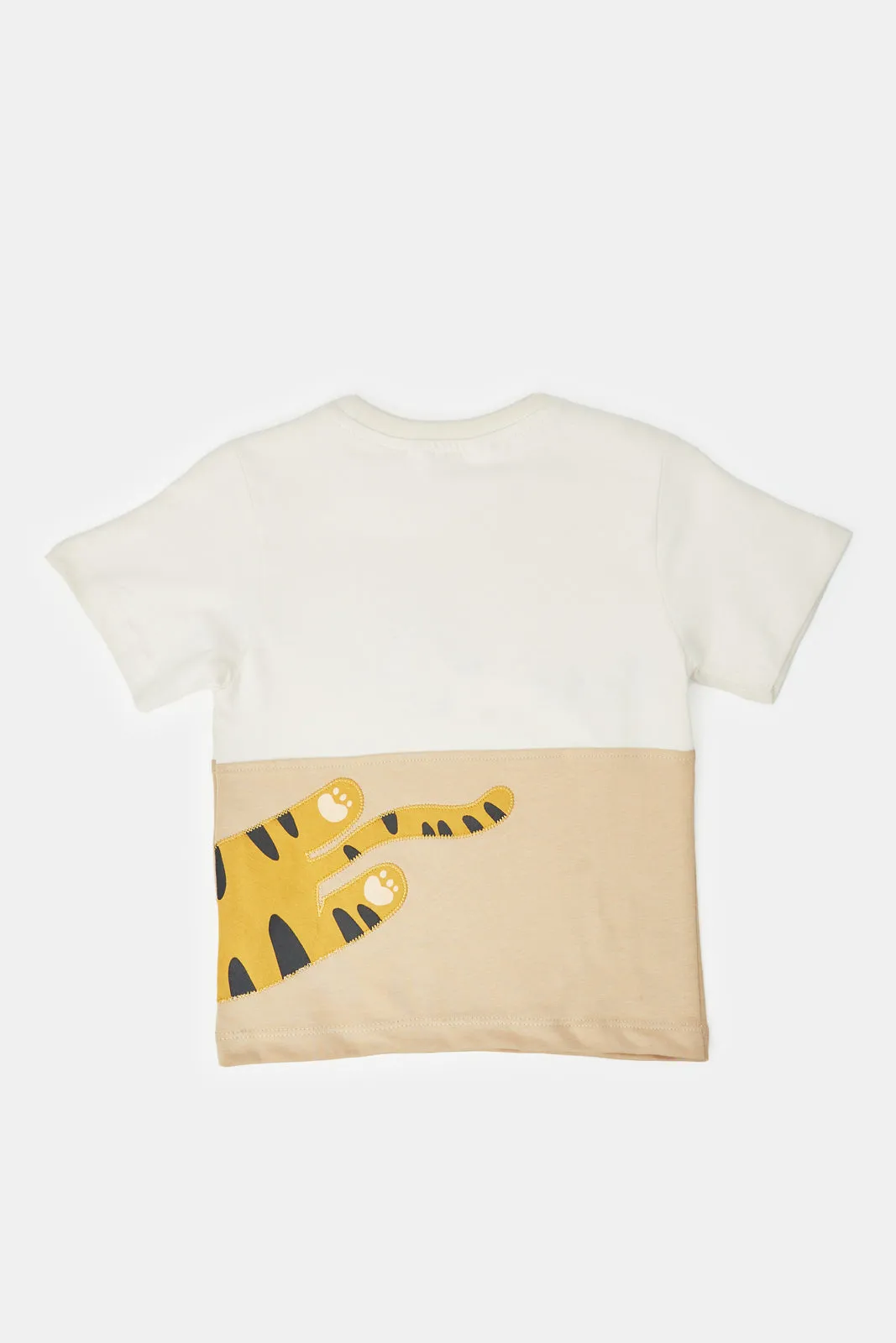 Infant Boys Cream And Charcoal Printed Set (2 Piece)