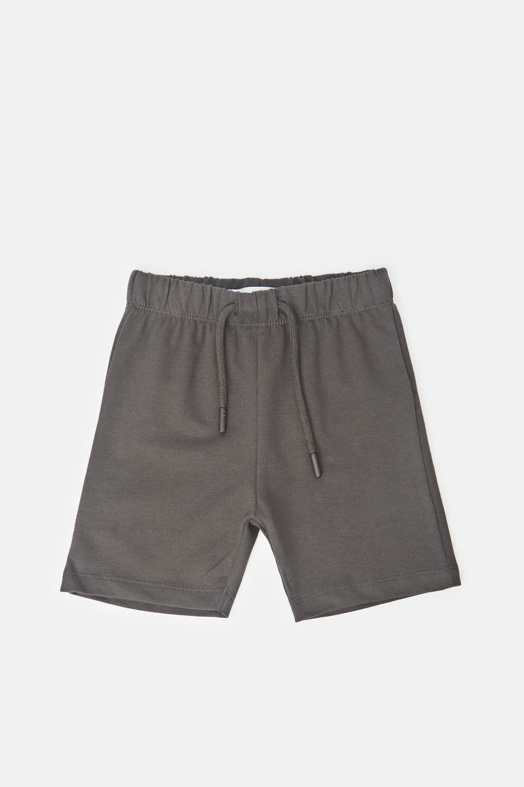 Infant Boys Cream And Charcoal Printed Set (2 Piece)