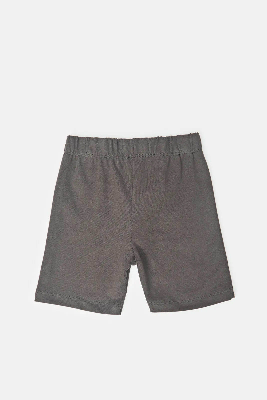 Infant Boys Cream And Charcoal Printed Set (2 Piece)