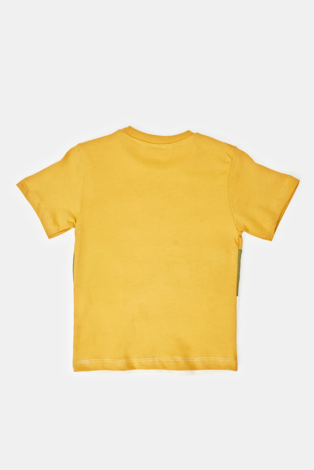 Infant Boys Mustard And Olive Printed Set (2 Piece)