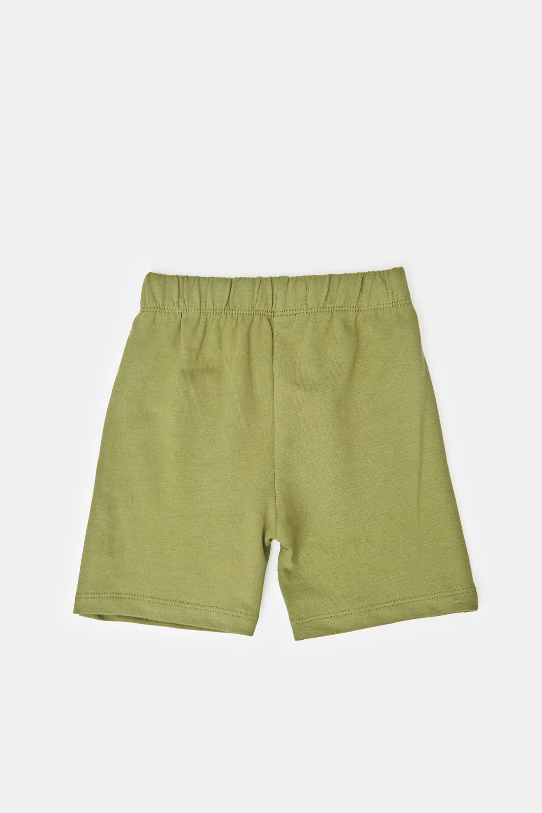 Infant Boys Mustard And Olive Printed Set (2 Piece)