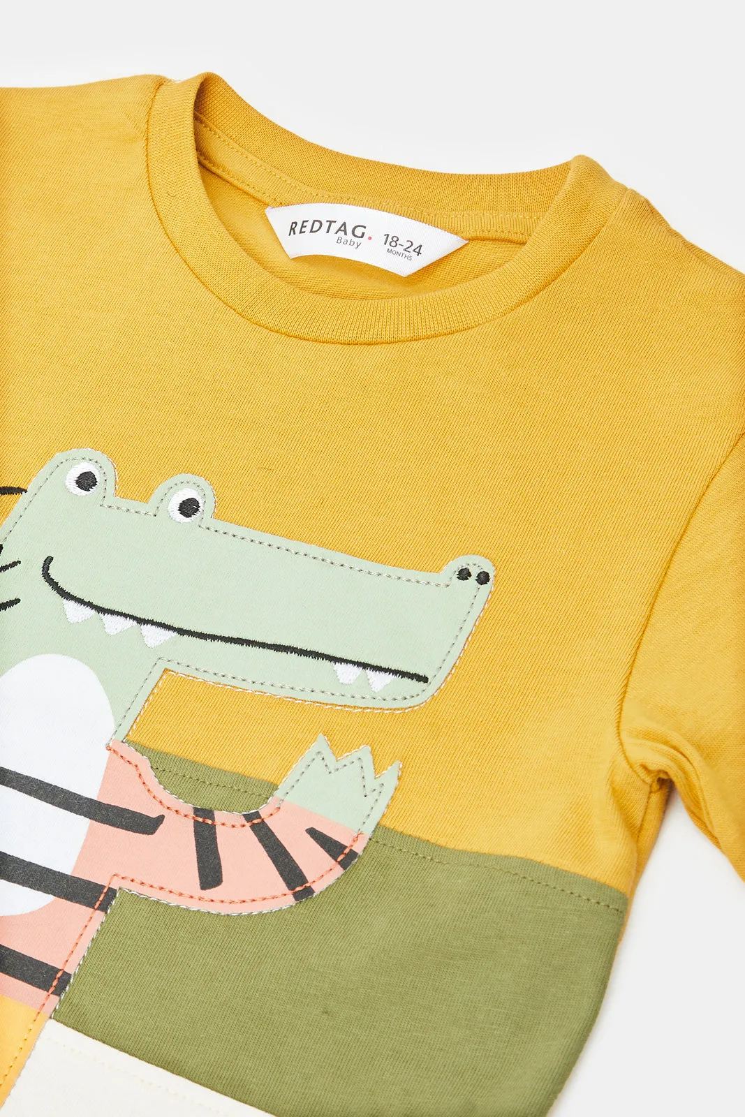 Infant Boys Mustard And Olive Printed Set (2 Piece)