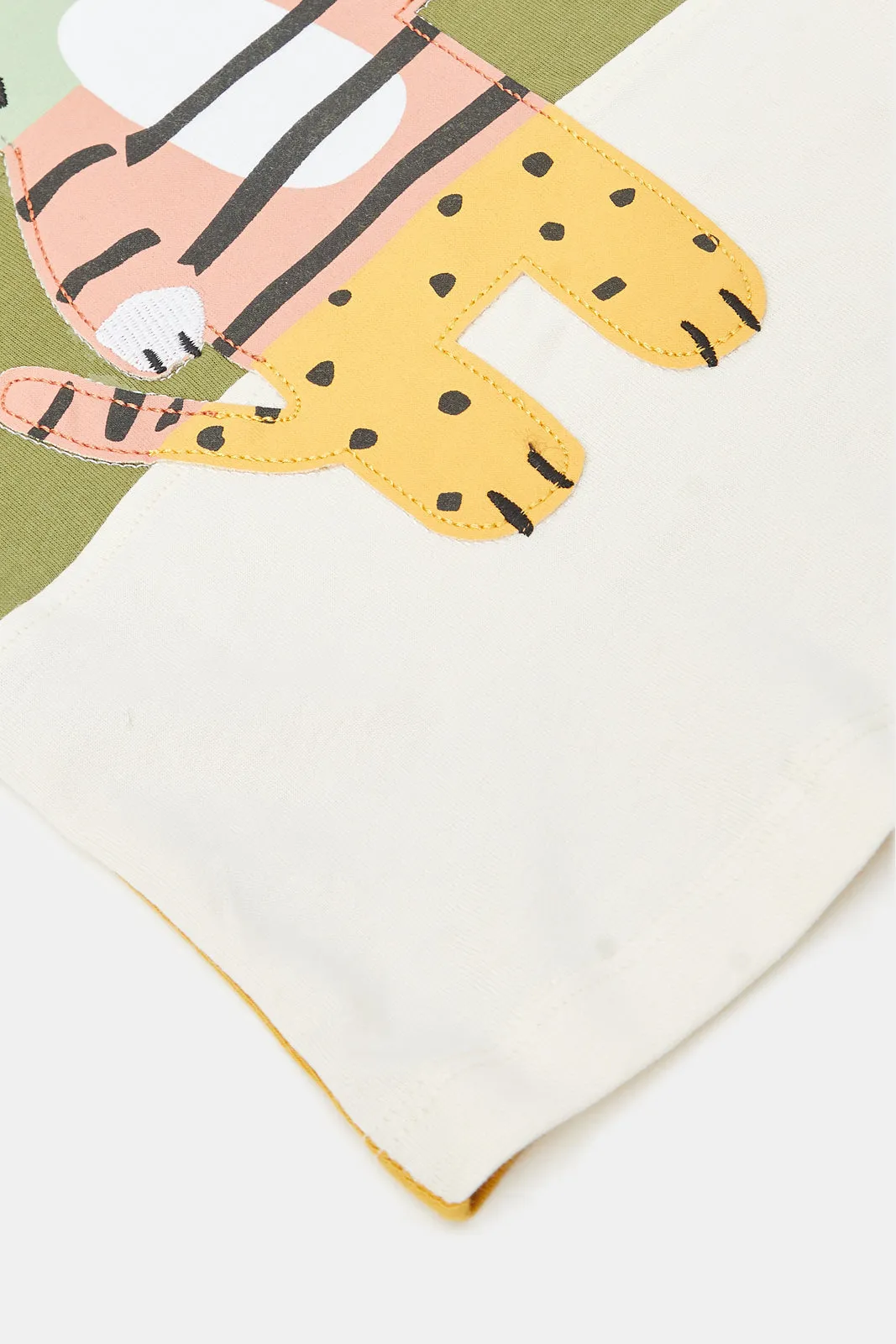 Infant Boys Mustard And Olive Printed Set (2 Piece)