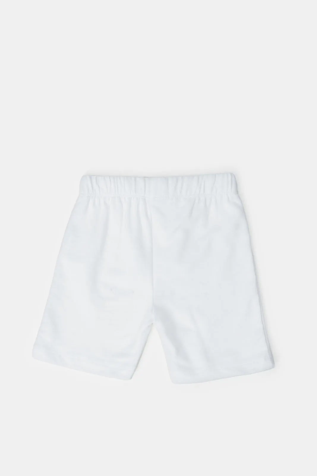 Infant Boys White And Beige Printed Set (2 Piece)