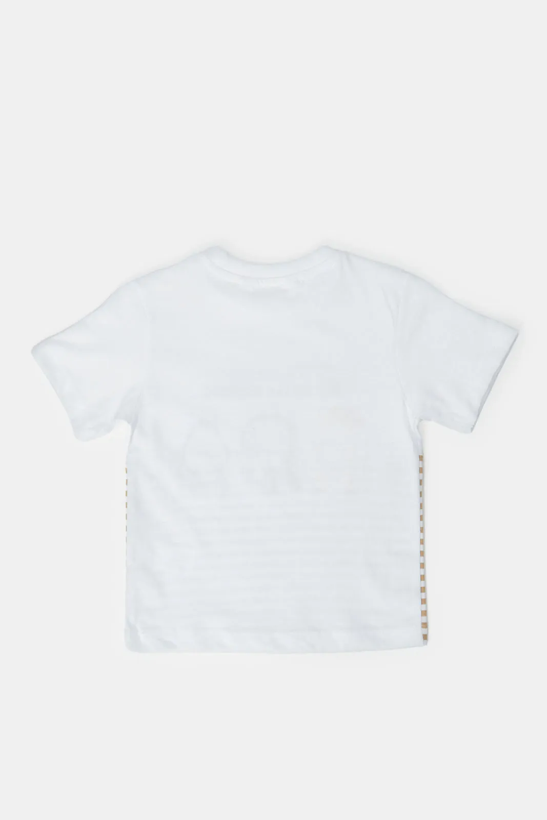 Infant Boys White And Beige Printed Set (2 Piece)