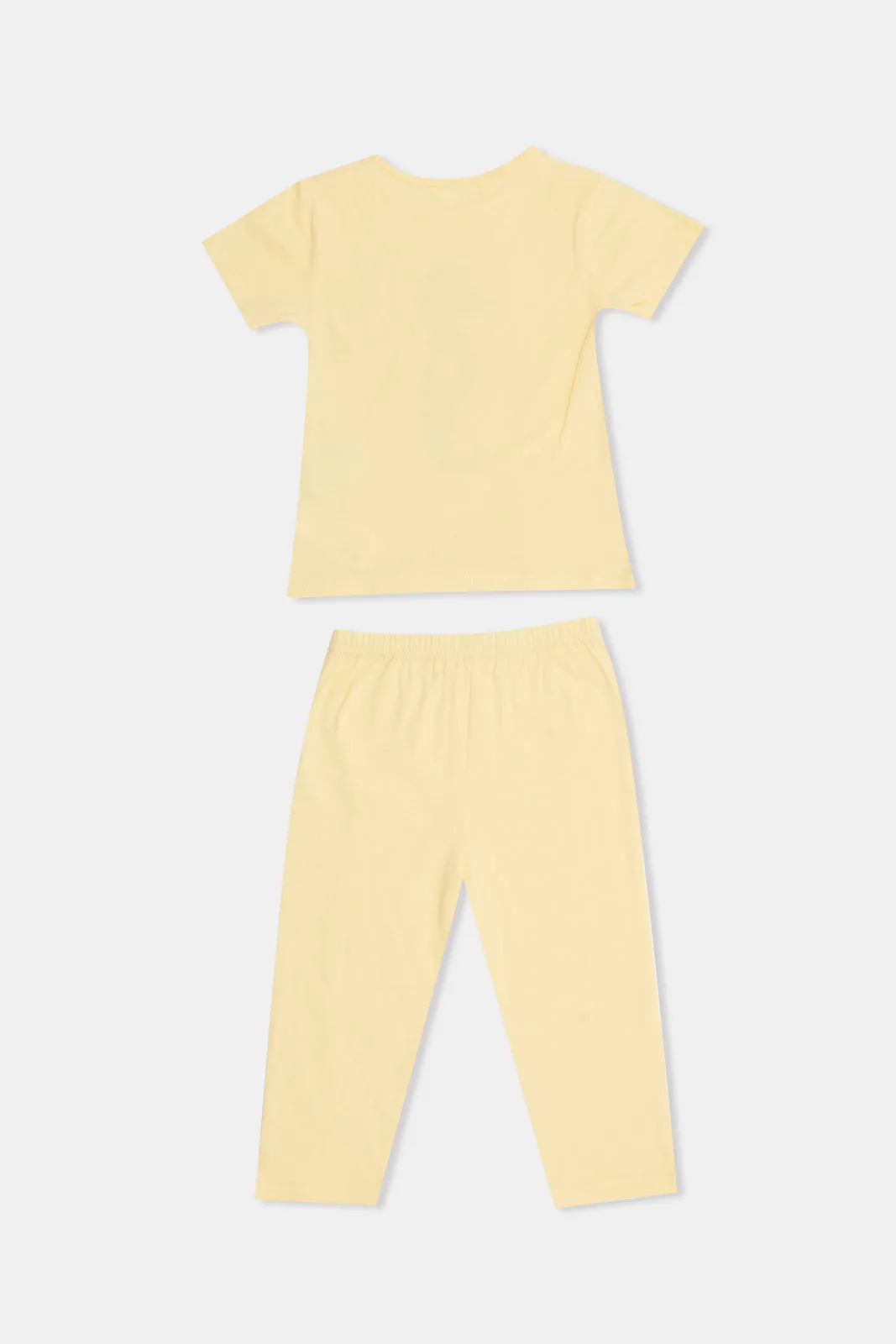 Infant Girls White And Yellow Printed Pyjama Set (4 Piece)