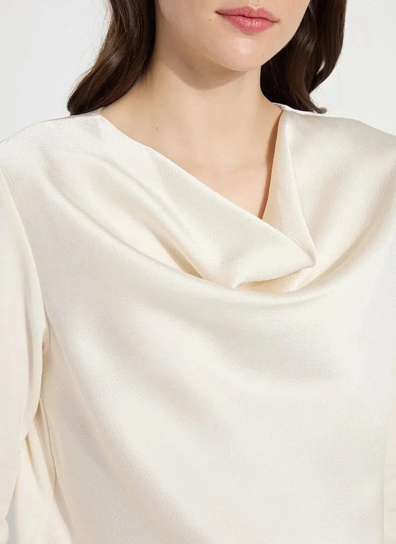Ingrid Cowl Neck Top - Chalk
