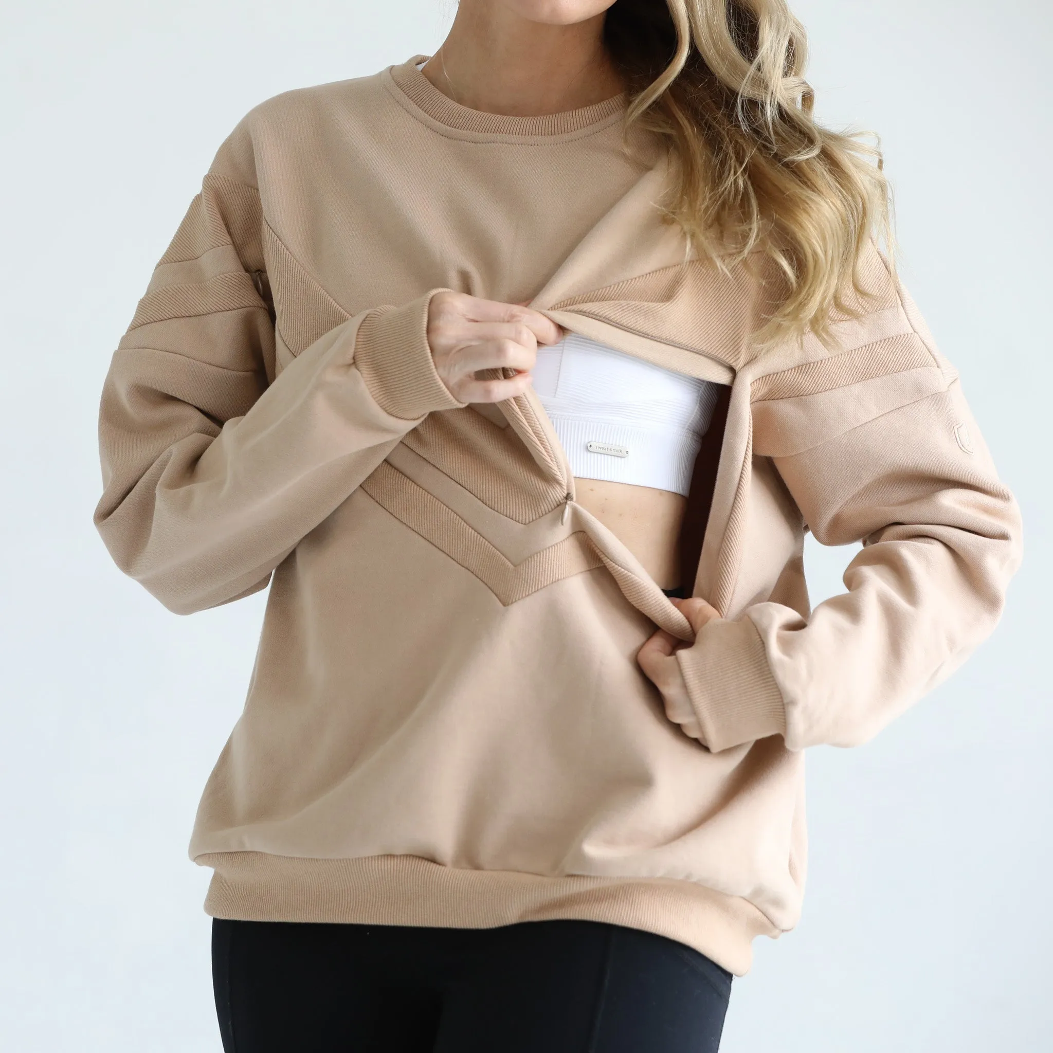 Isabella Oversized Nursing & Pregnancy Sweatshirt (Oatmeal)