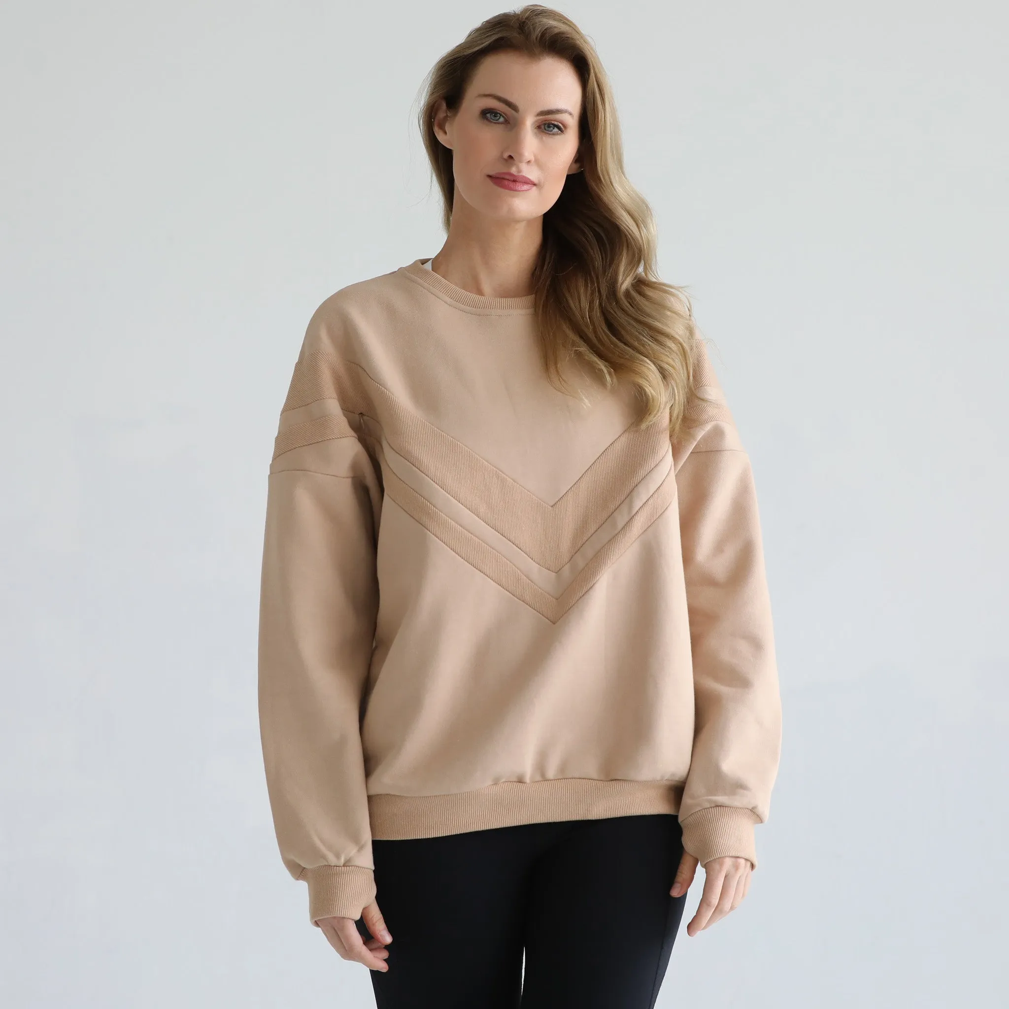 Isabella Oversized Nursing & Pregnancy Sweatshirt (Oatmeal)