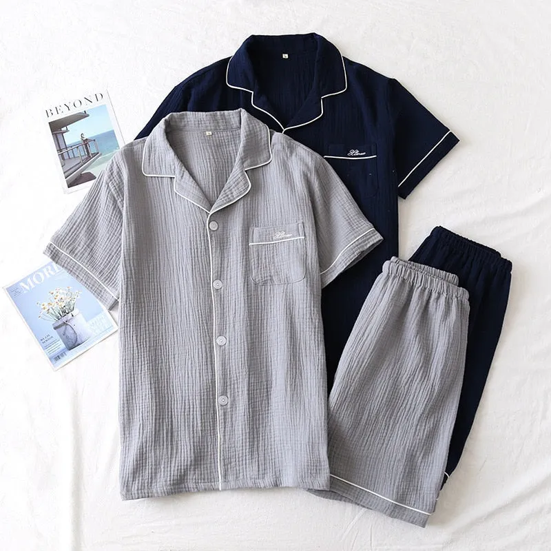 Japanese Cotton Short-Sleeved Sleepwear Set