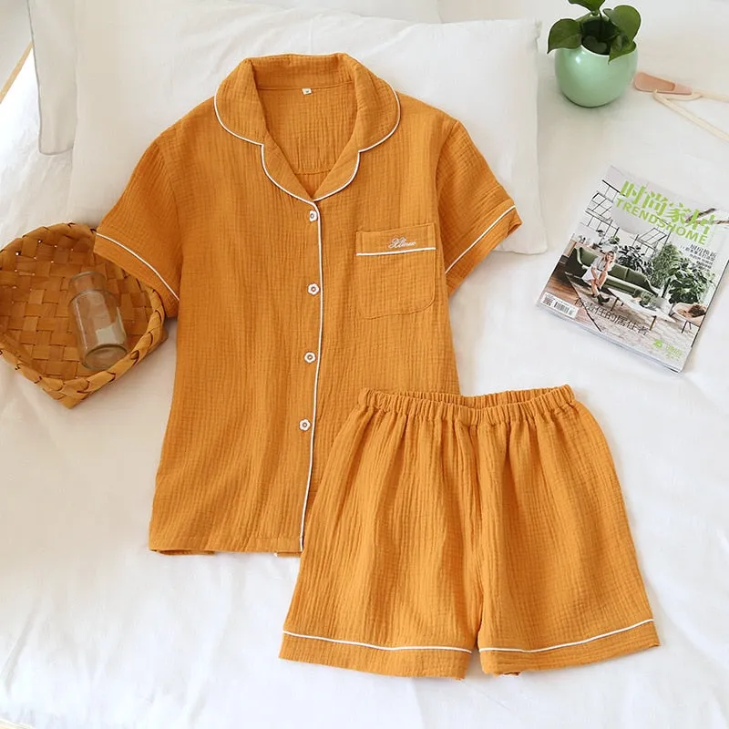 Japanese Cotton Short-Sleeved Sleepwear Set