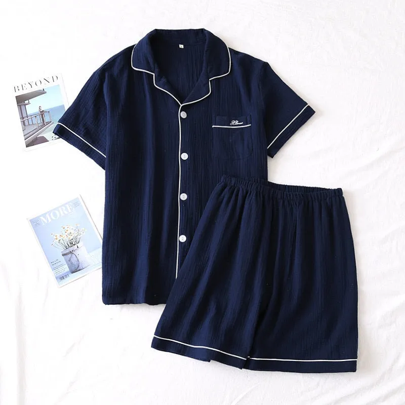 Japanese Cotton Short-Sleeved Sleepwear Set
