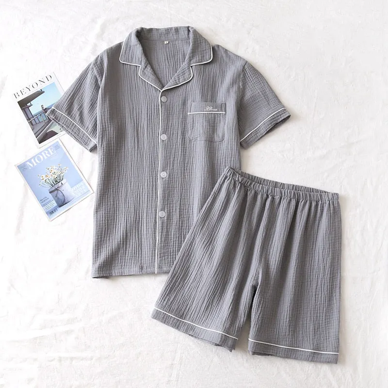 Japanese Cotton Short-Sleeved Sleepwear Set