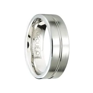 JEDAH Men’s Satin Finished Cobalt Wedding Ring with Brushed Center Groove - 7mm