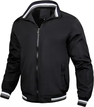 JEShifangjiusu Men'S Varsity Baseball Jacket Zip Up Active Coat Bomber Jacket Outwear Lightweight Windbreaker Casual Jacket