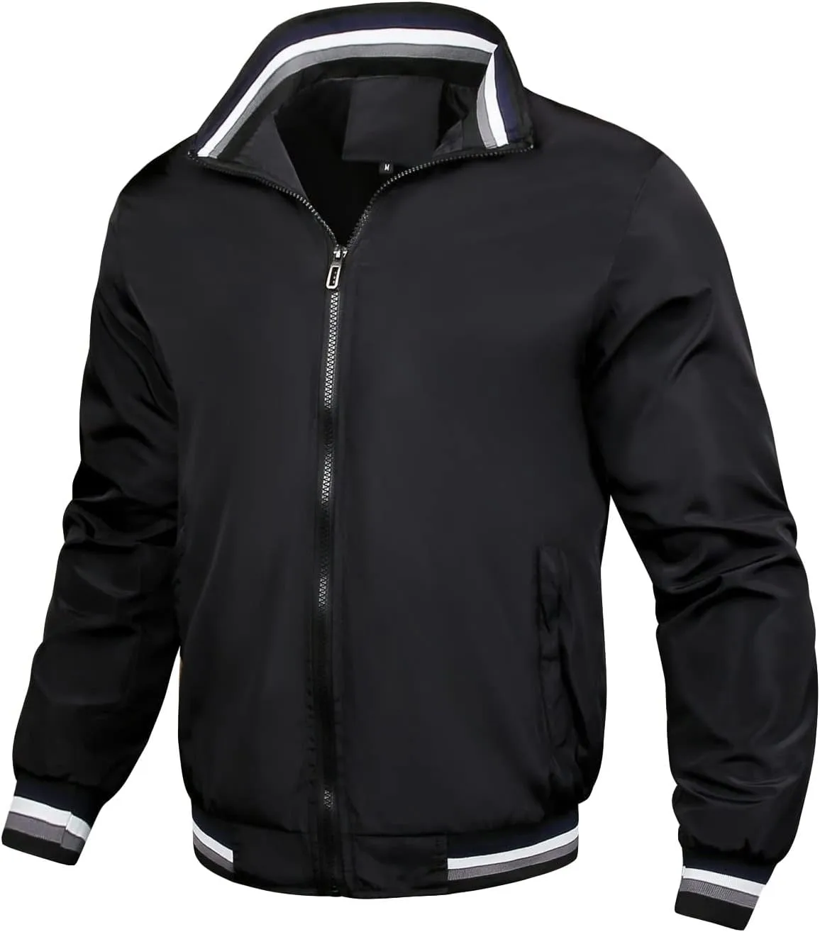 JEShifangjiusu Men'S Varsity Baseball Jacket Zip Up Active Coat Bomber Jacket Outwear Lightweight Windbreaker Casual Jacket
