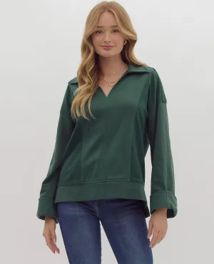Johnny Collar Long Sleeve Top