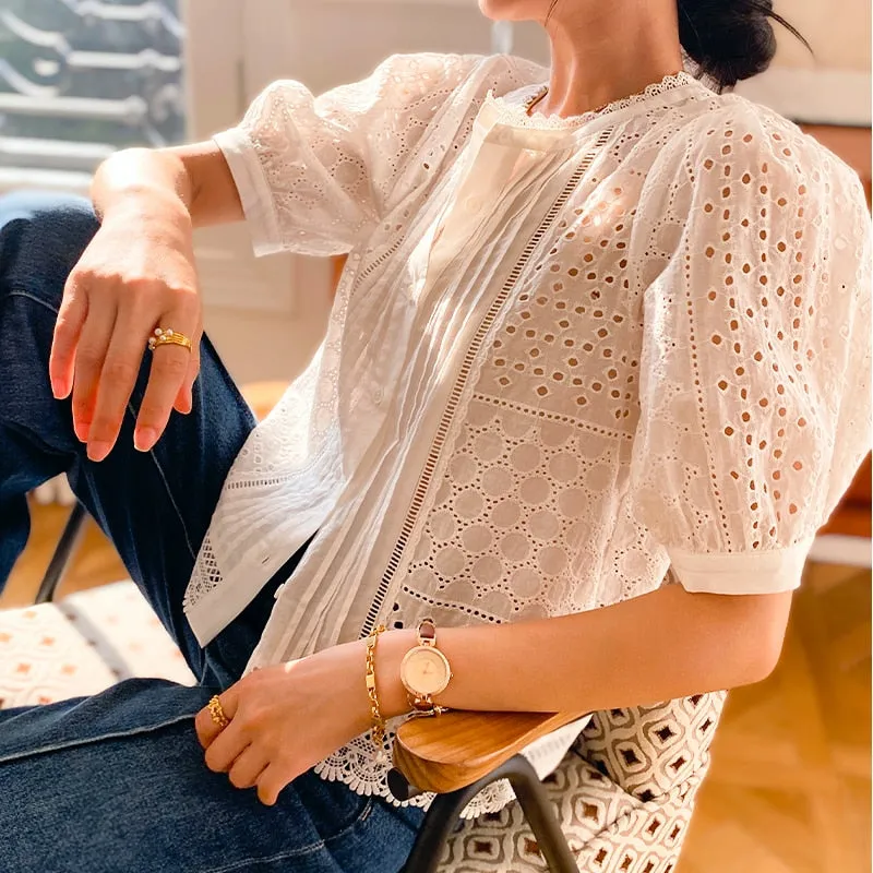 Julia - Embroidered Cotton Blouse