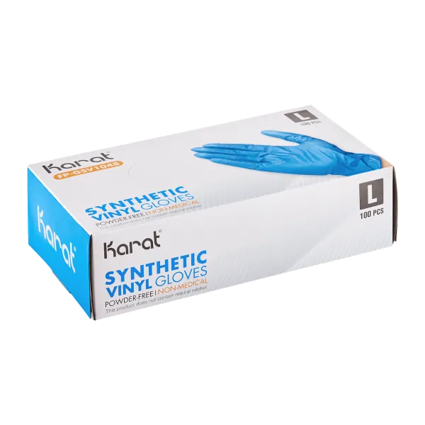 Karat Synthetic Vinyl Powder-FREE Glove (Blue), Large - 1,000 pcs