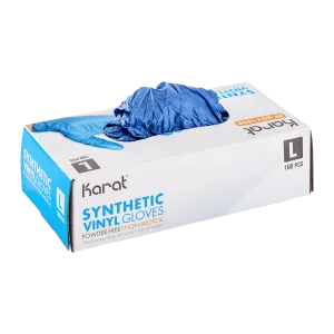 Karat Synthetic Vinyl Powder-FREE Glove (Blue), Large - 1,000 pcs