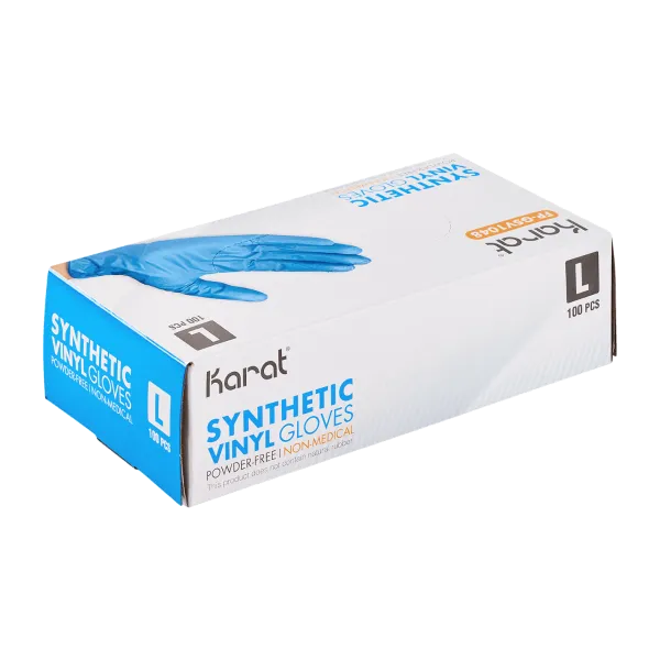 Karat Synthetic Vinyl Powder-FREE Glove (Blue), Large - 1,000 pcs