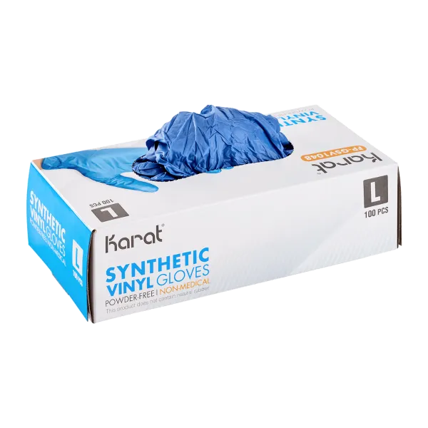 Karat Synthetic Vinyl Powder-FREE Glove (Blue), Large - 1,000 pcs