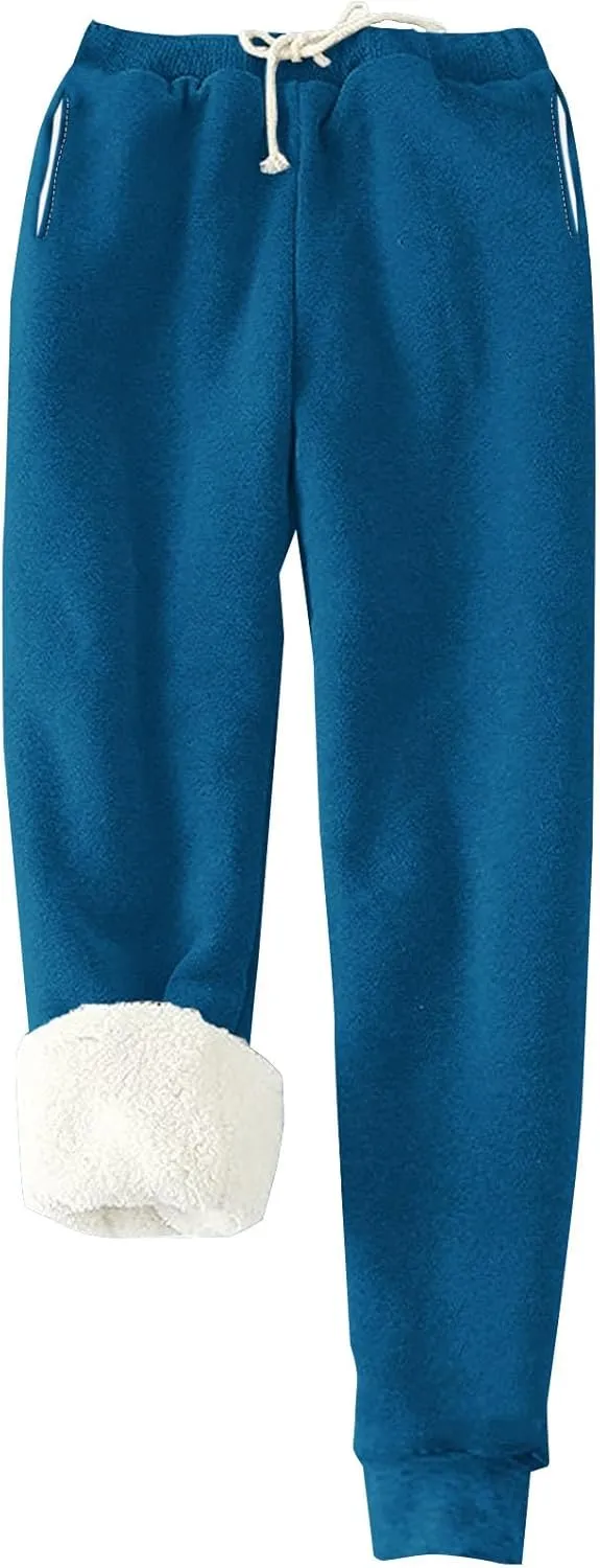 KBLK-JAY Women Sherpa Lined Sweatpants Winter Warm High Waisted Jogger Pants Fleece Lined Athletic Trousers with Pockets