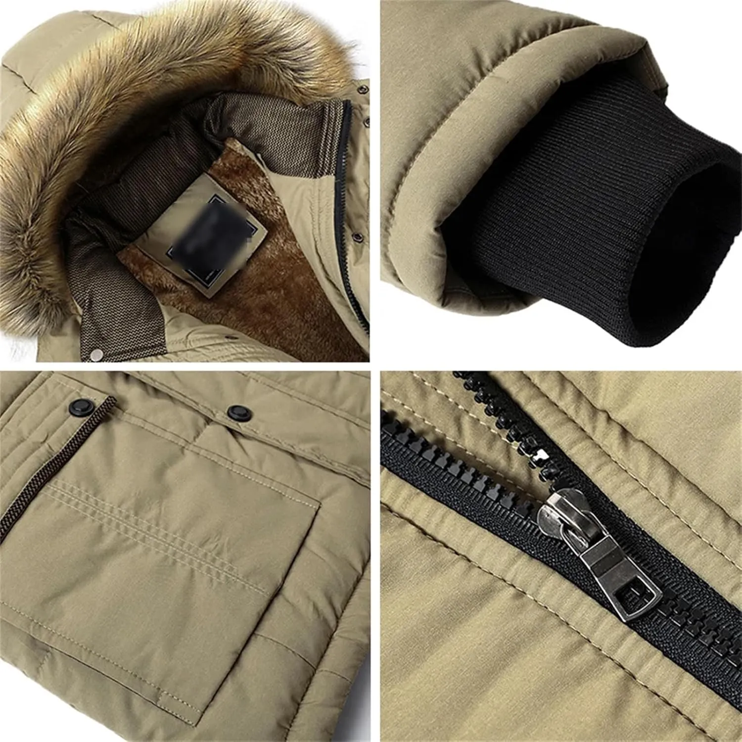 Kelsiop Winter Men's Thermal Cotton Outdoor Casual Warm Thickened Cotton Jacket Removable Hooded Jacket