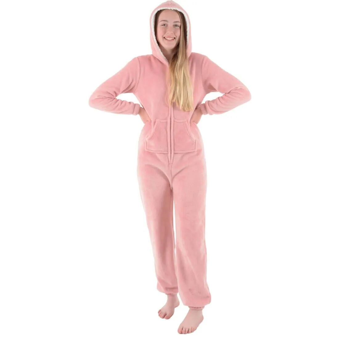 Kids All in One Pyjamas Fleece Hooded Sleep Suit Nightwear